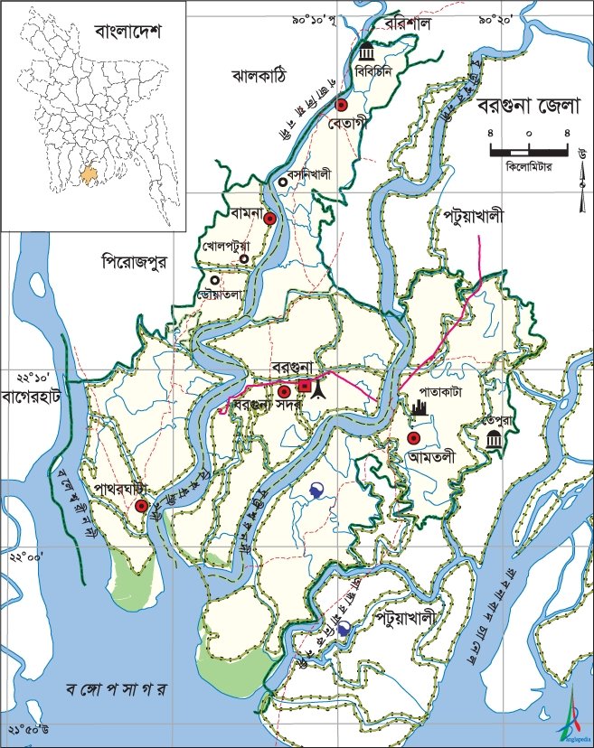 বরগুনা জেলার মানচিত্র